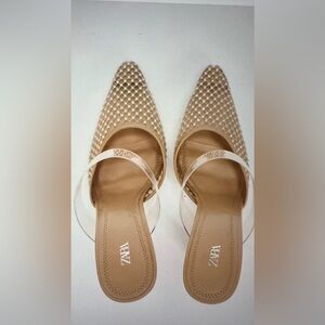 Zara Beige beaded  Heels